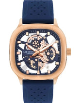Lee Cooper Men's  Analog Watch Dark Blue Dial With Blue Silicone Strap,LC07973.499